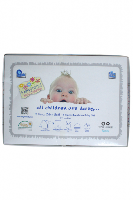 Set maternitate bumbac nou-nascut (0-3 luni), Daisymini, Super Friends, white-pink- 5 piese [4]