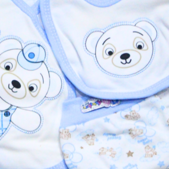 Set maternitate bumbac, nou-nascut, Bear, Blue - 5 piese, BebePrice [2]