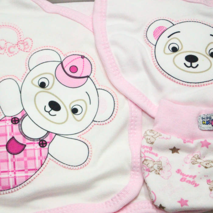 Set maternitate bumbac, nou-nascut, Bear, Pink - 5 piese, BebePrice [3]