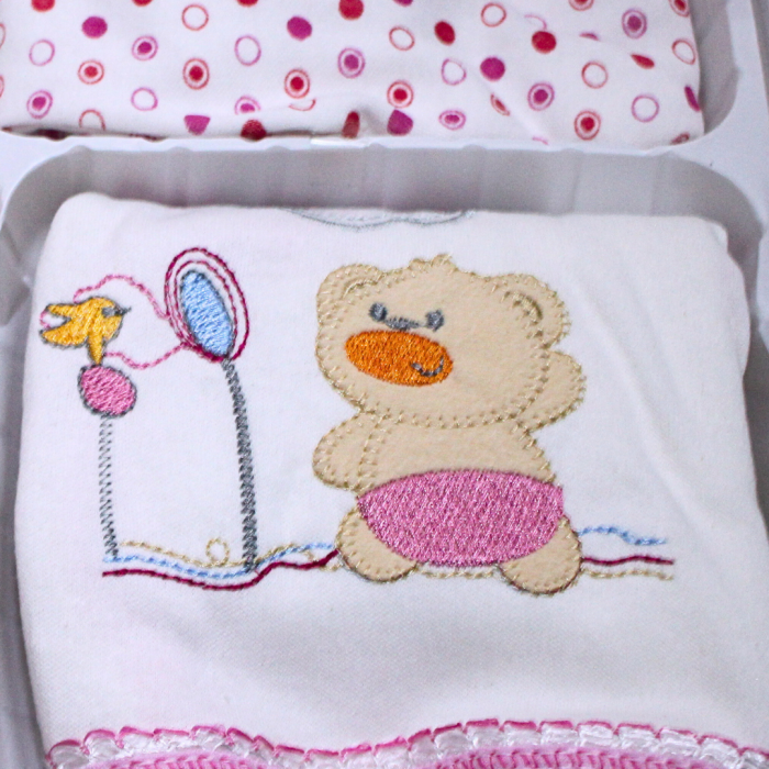 Set maternitate bumbac antialergic, nou-nascut (0-3 luni), Bear, white-pink - 11 piese, BebePrice [5]