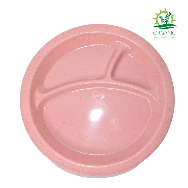 Set hranire bebe, rotund, din material organic, Rabbits, Powder Pink- 3 piese [3]