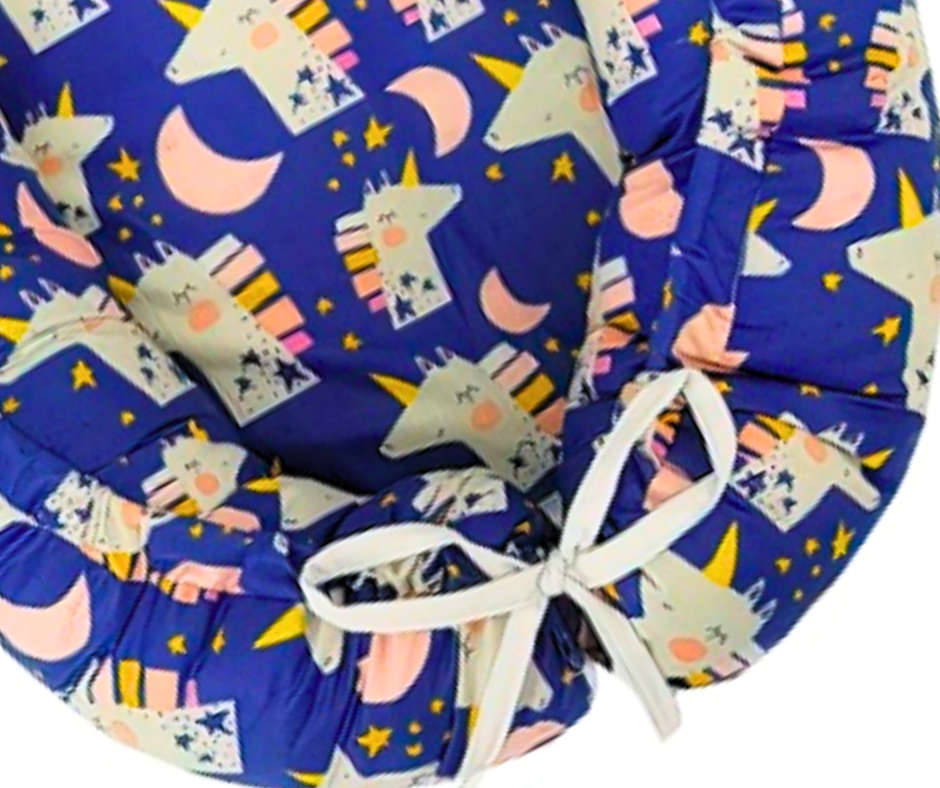 Baby Nest Premium, bumac, umplutura cu fibre din silicon, Navy, Unicorn, BebePrice [2]