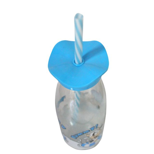 Sticla cu pai si capac, Cow, Blue, 500 ml [4]
