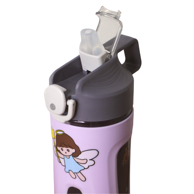 Sticla de apa cu pai, din plastic, Little Angel, Purple [2]