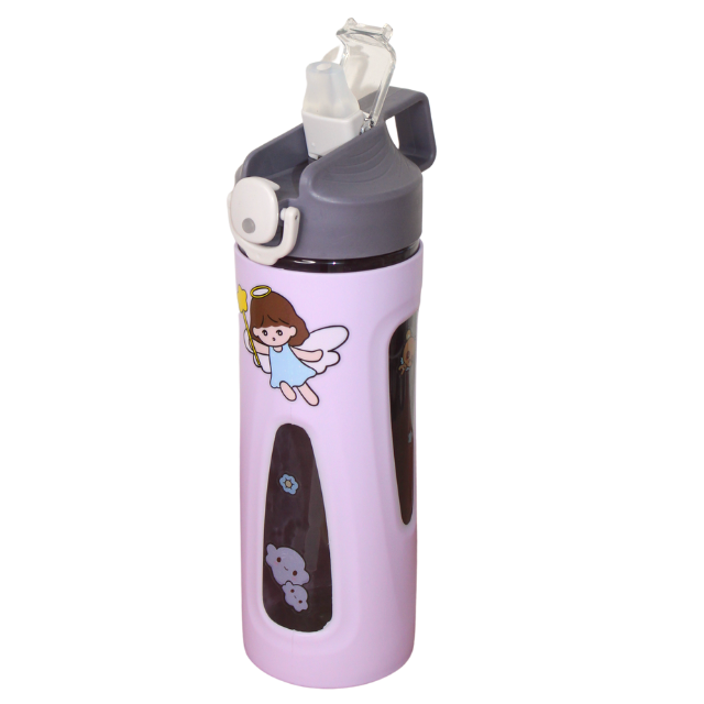 Sticla de apa cu pai, din plastic, Little Angel, Purple [3]
