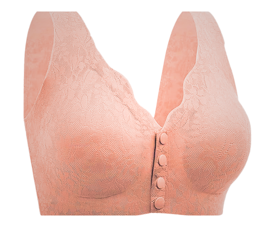 Sutien din dantela, deschidere in fata, Invisi Delicate, Salmon, BebePrice [2]