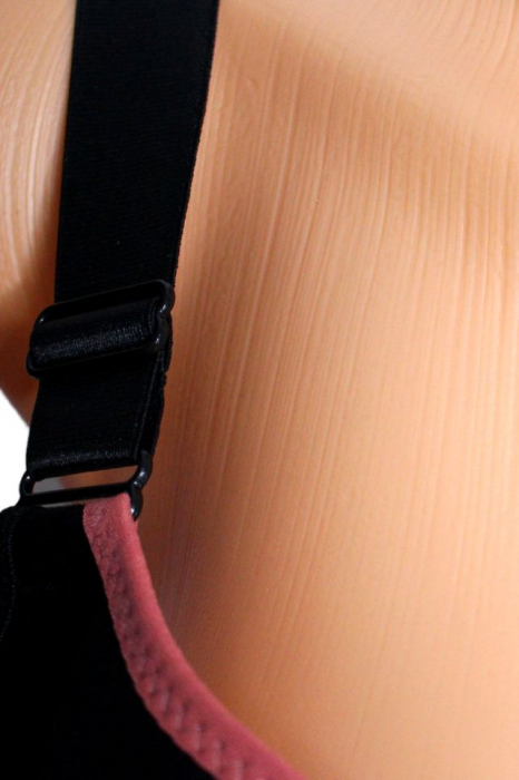 Sutien pentru alaptare cu dantela pe spate, din bumbac, cu deschidere in fata, Bloom, Black [4]