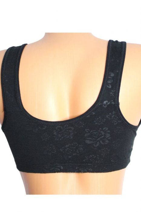 Sutien pentru alaptare cu deschidere in fata, Flowers, Black [3]