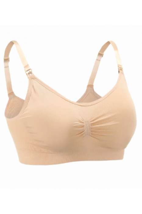Sutien pentru alaptare tip bustiera din microfibra, Carini, Soft Beige, BebePrice [2]