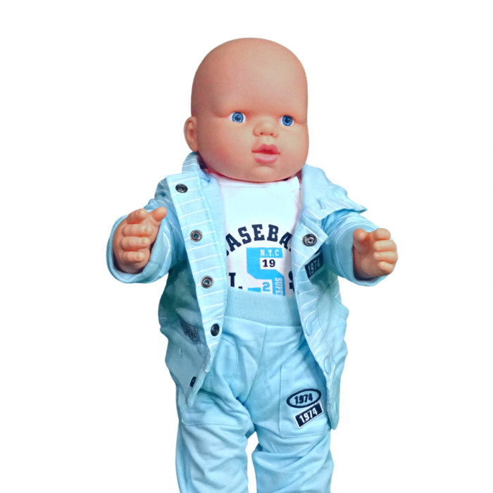 Trening bebe baietel 3 piese, Baseball, Azure [4]