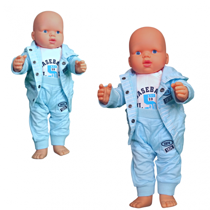 Trening bebe baietel 3 piese, Baseball, Azure [5]