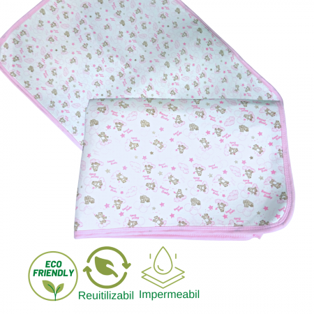 Aleza impermeabila reutilizabila, Baby Bear Pink, 70x50 cm [0]