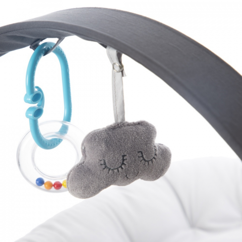 Baby Nest 2 in 1, cuib bebelusi, salteluta versatila si bara de jucarii detasabila, Soft Grey,BebePrice [6]