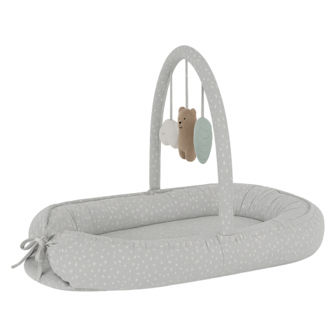 Baby Nest 2 in 1, cuib de bebelusi cu salteluta si bara de jucarii detasabila, Grey,BebePrice [2]