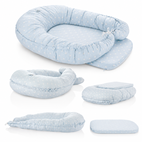Lenjerii patut & Paturici - Babynest-5-în-1-Cloud5-Bleu-premium-pentru-bebelusi---BebePrice.ro