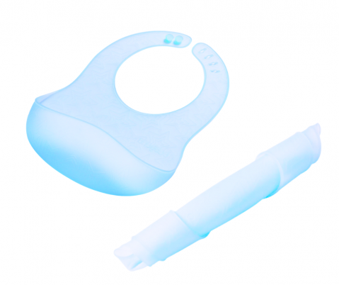 Baveta din silicon cu buzunar, impermeabila, fara BPA, Blue, BebePrice [2]
