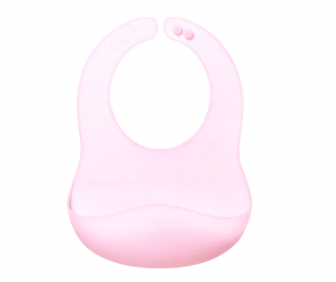 Baveta din silicon cu buzunar, impermeabila, fara BPA, Pink, BebePrice [1]