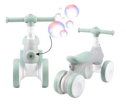 Activitati, Plimbare & Vacanta - Bicicleta interactiva copii, cu balonase, lumini si sunete, Green, BebePrice
