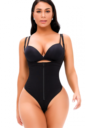 Body modelator cu fermoar, Invisible, tanga, Black, BebePrice [1]