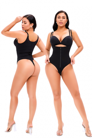 Body modelator cu fermoar, Invisible, tanga, Black, BebePrice [0]