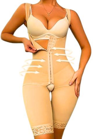 Body modelator, efect de aplatizare, prindere mos si baba, decupat, Invisi, Beige, BebePrice [2]