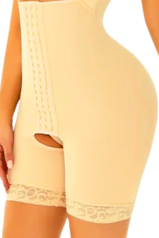 Body modelator, efect de aplatizare, prindere mos si baba, decupat, Invisi, Beige, BebePrice [6]