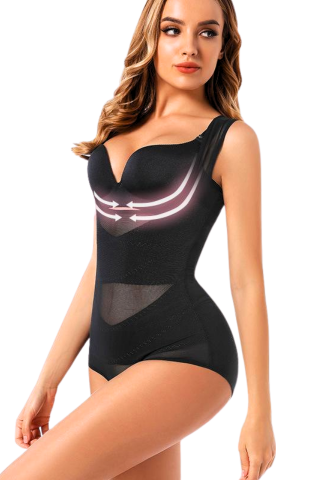 Body modelator, invisi, efect push-up si aplatizare talie, compresie ridicata, DivineFit, Black, BebePrice [3]