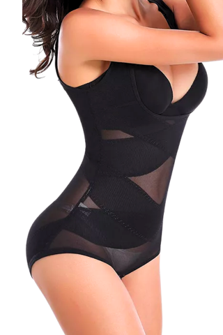 Body modelator, invisi, efect push-up si aplatizare talie, compresie ridicata, DivineFit, Black, BebePrice [2]