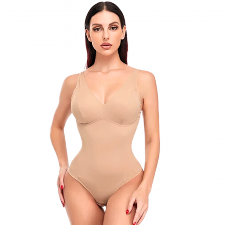 Lenjerie modelatoare - Body modelator cu efect de subtiere, grad de compresie ridicat, Beige, Invisi, BebePrice
