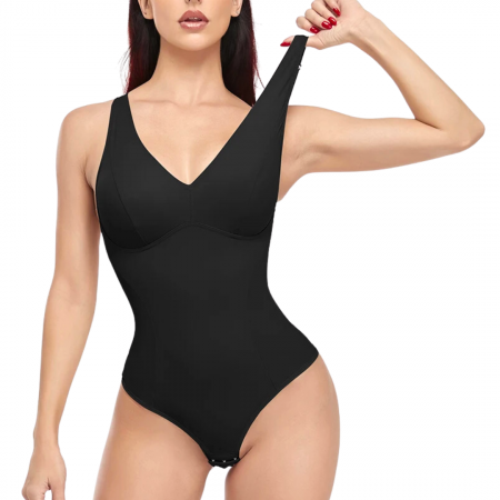 Lenjerie modelatoare - Body modelator cu efect de subtiere, grad de compresie ridicat, Black, Invisi, BebePrice