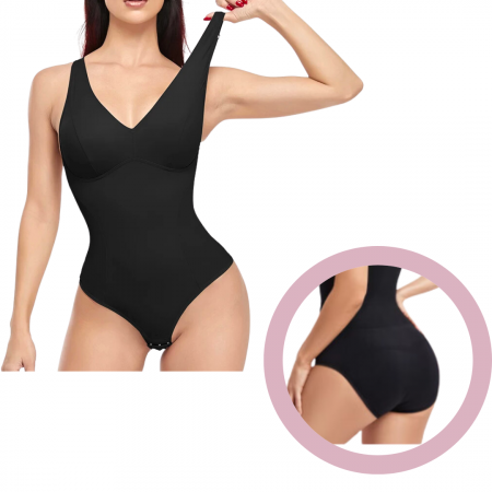Body modelator cu efect de subtiere, grad de compresie ridicat, Black, Invisi, BebePrice [6]