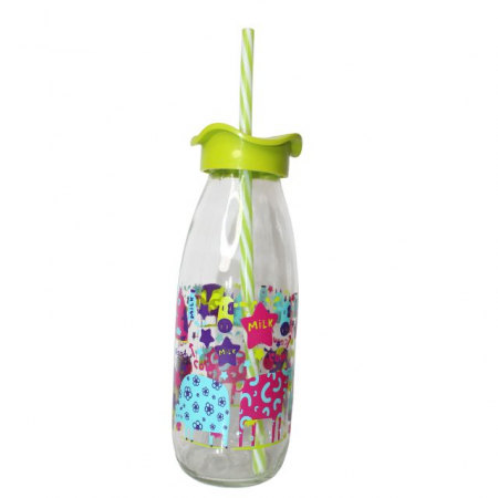 Sticla cu pai si capac, Cow, Green, 500 ml [2]