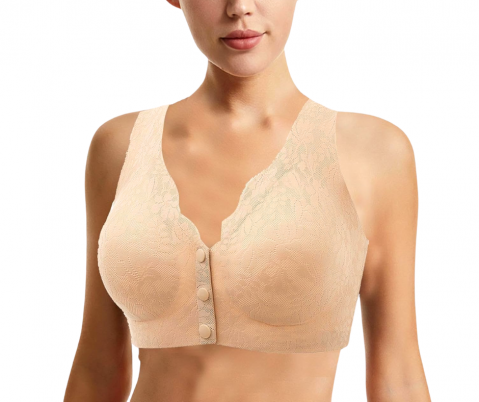 Sutien din dantela, deschidere in fata, Invisi Delicate, Soft Beige, BebePrice [5]
