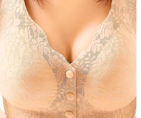 Sutien din dantela, deschidere in fata, Invisi Delicate, Soft Beige, BebePrice [6]