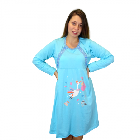 Camasa de alaptare Baby Birds, Blue Ciel, Maneca Lunga BebePrice [0]