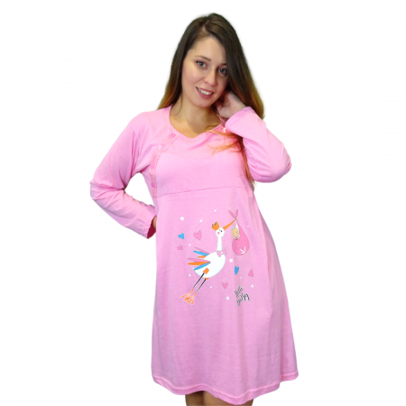 Camasa de alaptare Baby Birds, Pink, Maneca Lunga BebePrice [2]