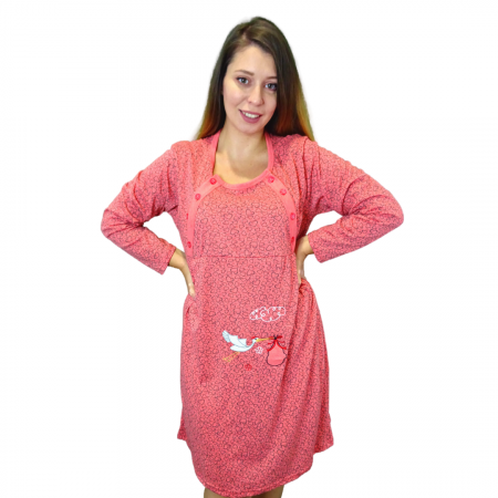 Camasa de alaptare Baby Hearts, Corai, Maneca Lunga BebePrice [0]