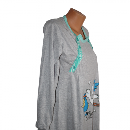 Camasa de alaptare Baby Shower, Grey-Green, Maneca Lunga BebePrice [3]