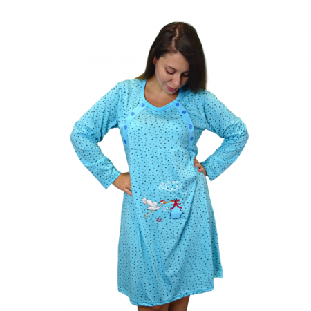 Camasa de alaptare Baby Stars, Blue, Maneca Lunga BebePrice [2]