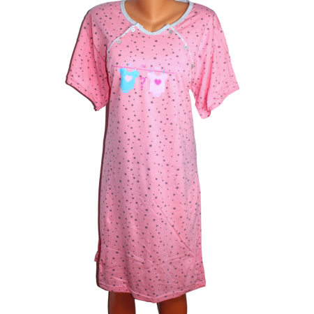 Camasa de alaptare, He or She, maneca scurta, Pink [0]