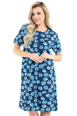Camasa de alaptare, Floralia, Navy-Ciel, Maneca Scurta , Bebeprice [4]