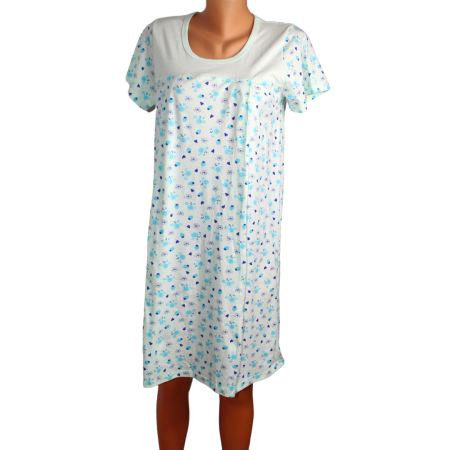 Camasa de alaptare, Flowers,Turquoise, maneca scurta [2]