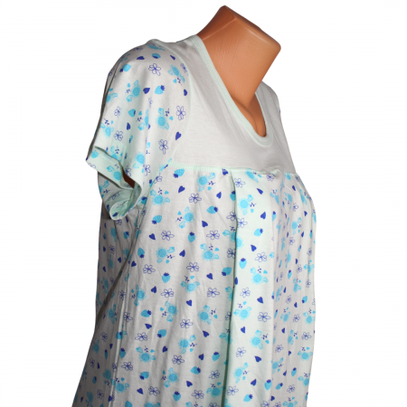 Camasa de alaptare, Flowers,Turquoise, maneca scurta [4]