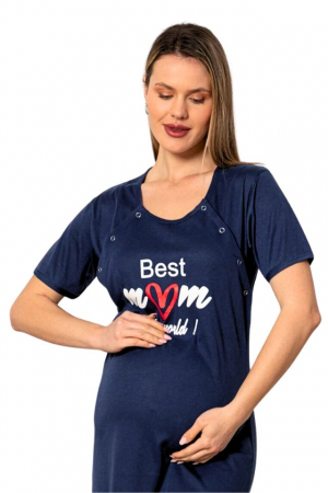 Camasa de alaptare, Best Mom - Navy, Maneca Scurta , BebePrice [3]