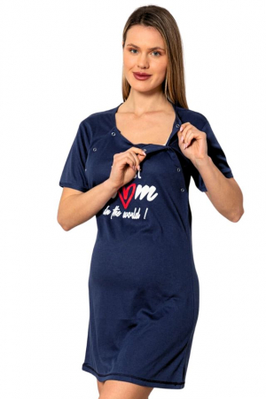 Camasa de alaptare, Best Mom - Navy, Maneca Scurta , BebePrice [1]