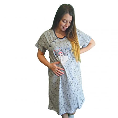 Camasa de alaptare Grey Stars Blue, Betul, Maneca scurta, BebePrice [0]