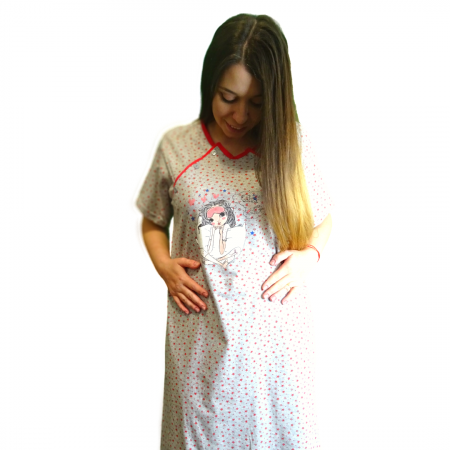 Camasa de alaptare Grey Stars Red, Betul, Maneca scurta, BebePrice [1]