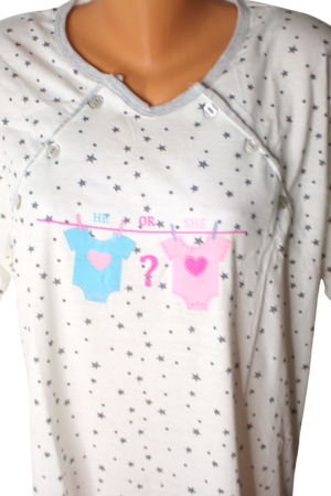 Camasa de alaptare, He or She, maneca scurta, White [3]