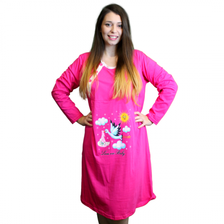 Camasa de alaptare, Love Me Baby, Ciclame, maneca lunga [3]