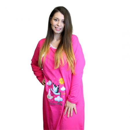 Camasa de alaptare, Love Me Baby, Ciclame, maneca lunga [0]